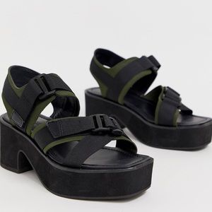 ASOS DESIGN wide-fit ware chunky strappy mid-heeled sandals